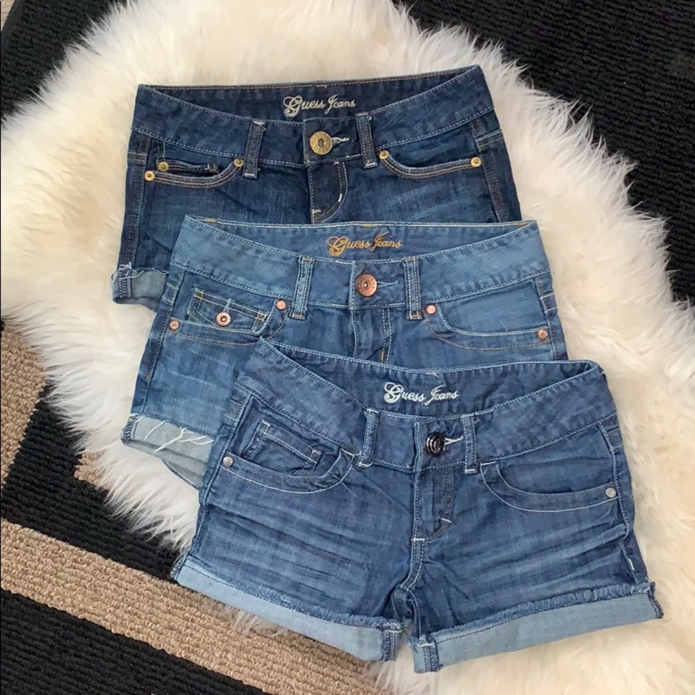 3 Guess Jean low rise shorts